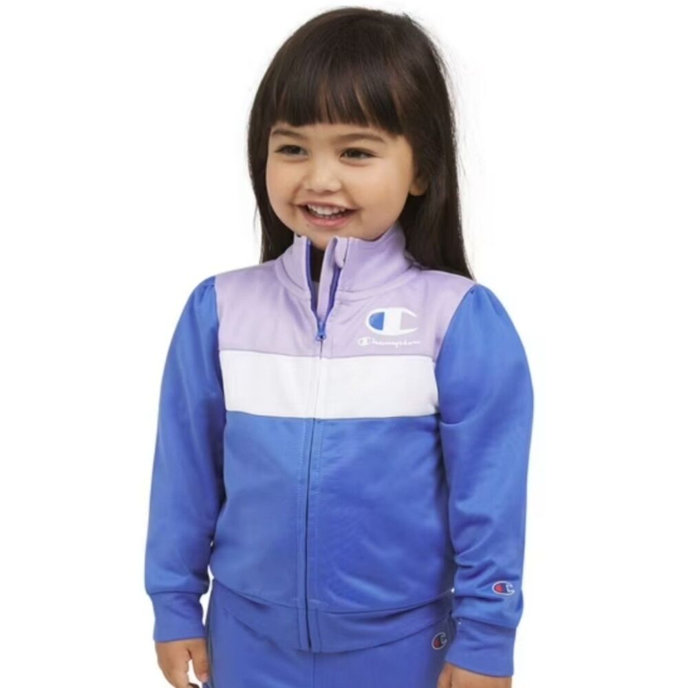 Champion Track Jacket Full Zip Colorblocking Lightweight Active Purple Girl 2T